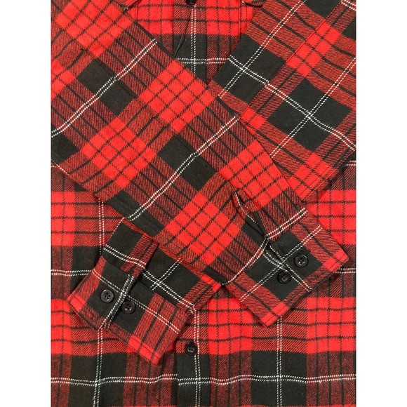 Rainforest Men's Heavyweight Flannel Shirt Black/Red Plaid Size Large‎ - Picture 3 of 10